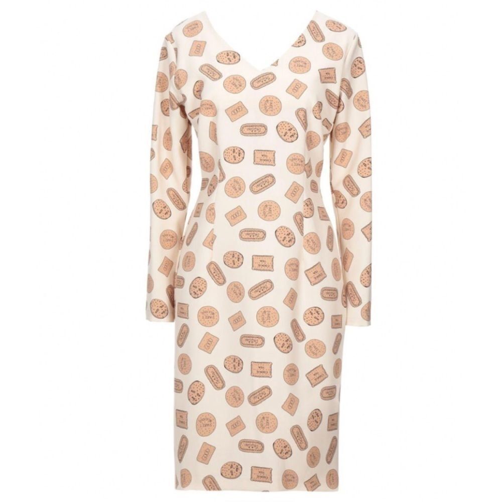 Ottod’ame Dress Cookies & Biscuits Cream Women’s Long Sleeve Sz It 42 / Us 6 Nwt
